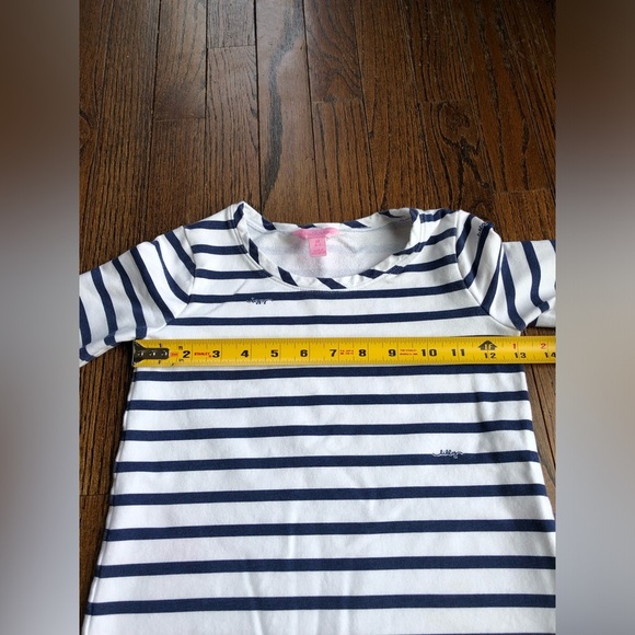 Lilly Pulitzer Girls M (6-7) Little Devon Dress Resort White Serene Stripe - Picture 7 of 13
